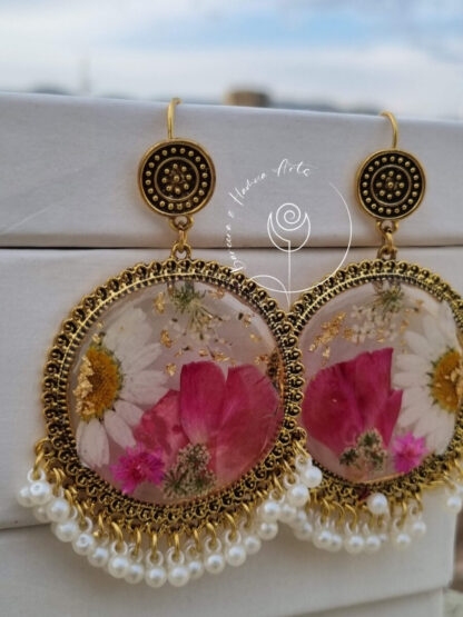 Multi Color Floral Golden Jhumka