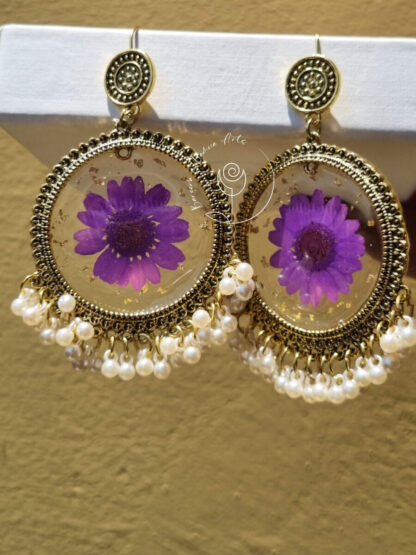 Purple Transparent floral Jhumka