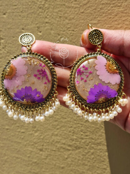 Purple and pink floral Jhumka