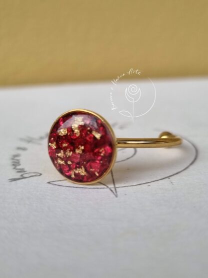 Golden ring customized with Red Glass stones