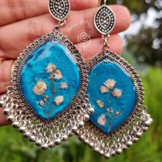 Floral Silver Drop Jhumka