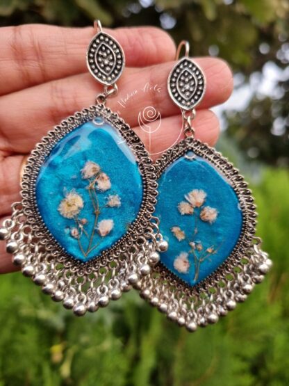 Floral Silver Drop Jhumka