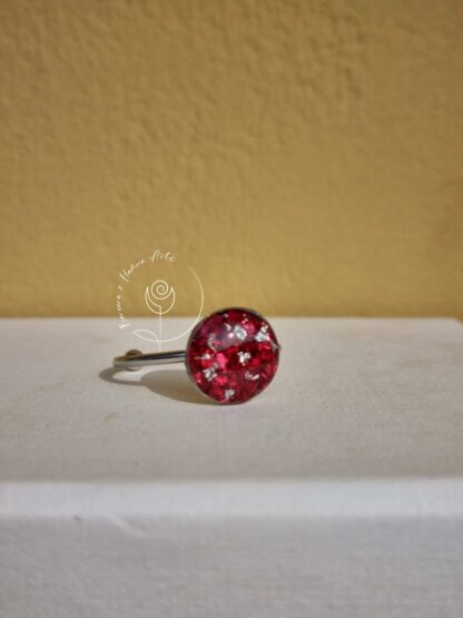 Silver Ring customized with Red Glass stones