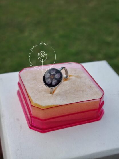 Floral Round Silver Ring
