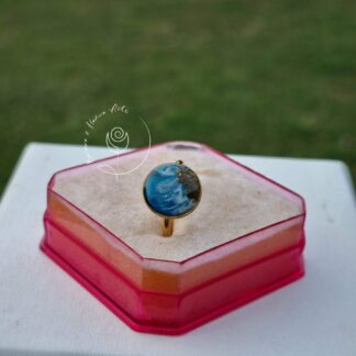 Ocean theme silver round ring