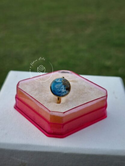 Ocean theme silver round ring
